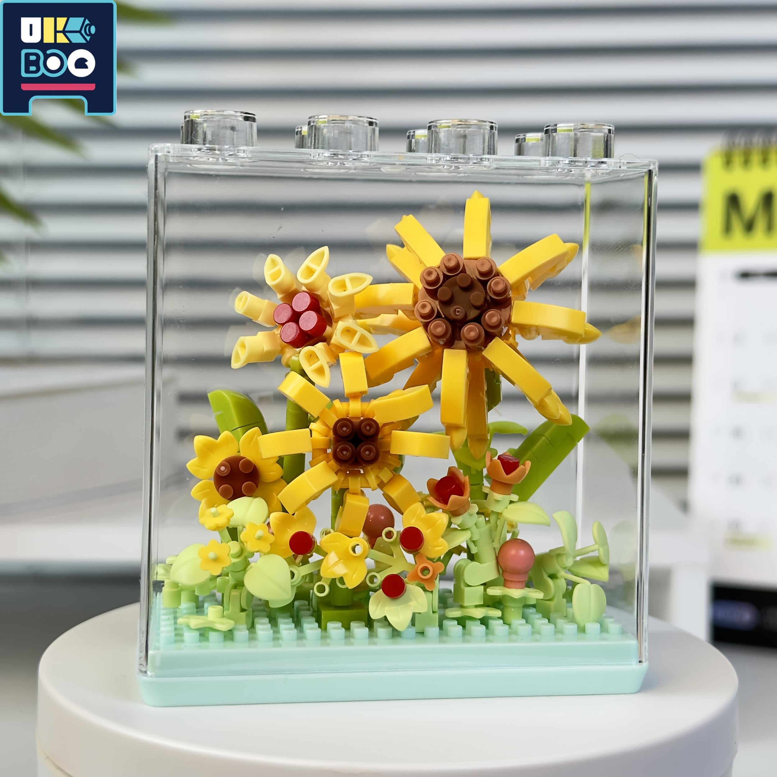 UKBOO 3D Flower Building Blocks Roses Bouquet Colorful Desktop Ornament