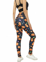 Halloween Print Slimming Yoga Leggings High Waist Butt Lifting Workout Pants