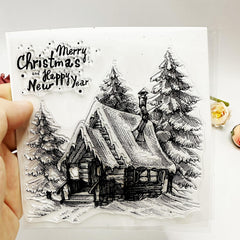 Christmas House Transparent Stamp for Card Making Decor
