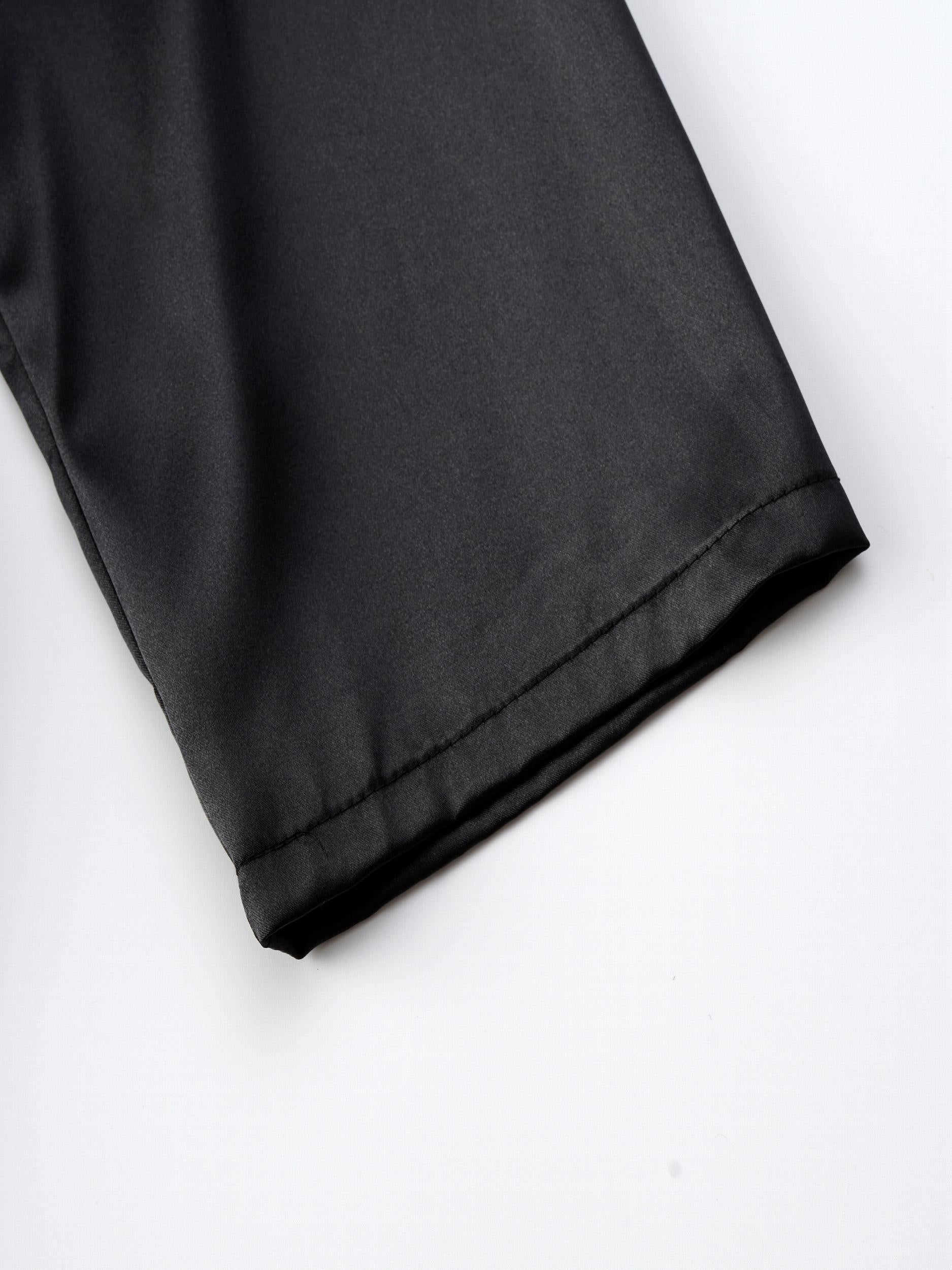 Satin Long Sleeve V Neck Robe with Belt