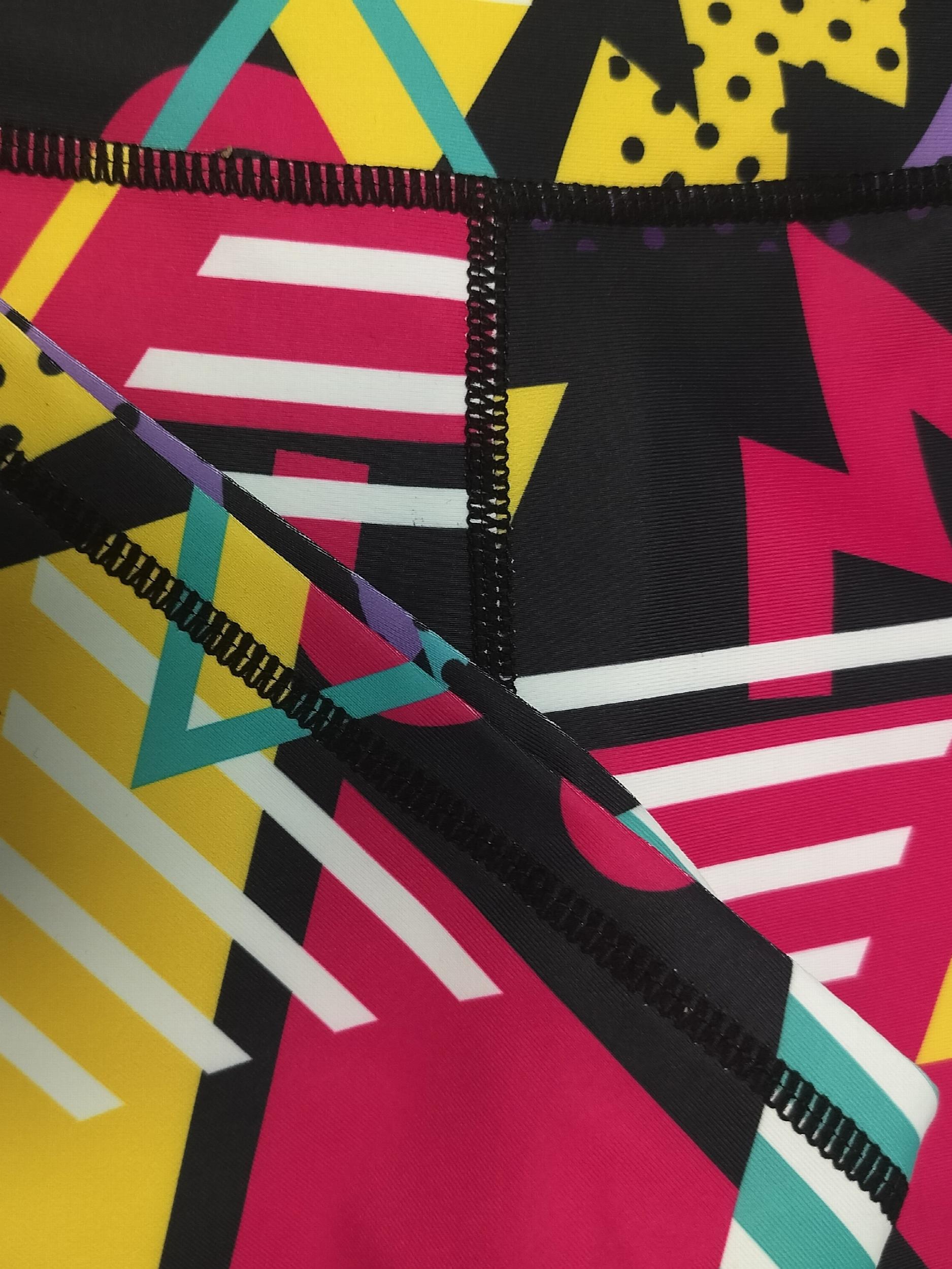 Geometric Pattern Yoga Shorts High Waist Workout Biker Shorts
