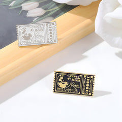 Metal Retro Movie Ticket Brooch For Backpack Bag