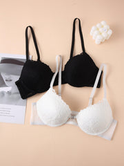 2 Pcs Lace Push Up Wireless Bra Comfy & Lightweight Women's Lingerie