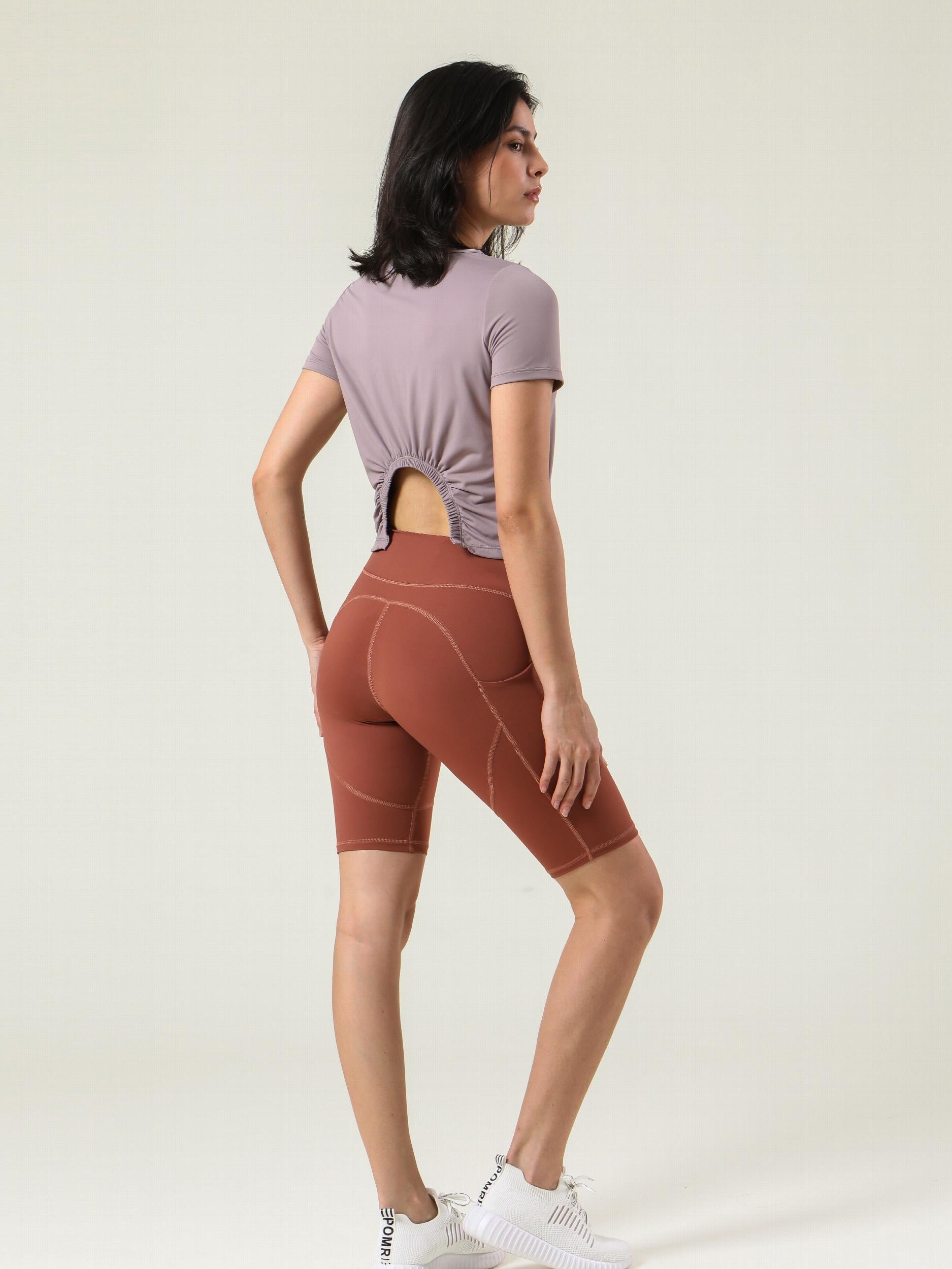 Women's High Waist Tight Pants Running Sports Fitness Pants Bike Shorts