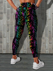 Colorful All Over Print Yoga Pants High Stretch Sports Leggings