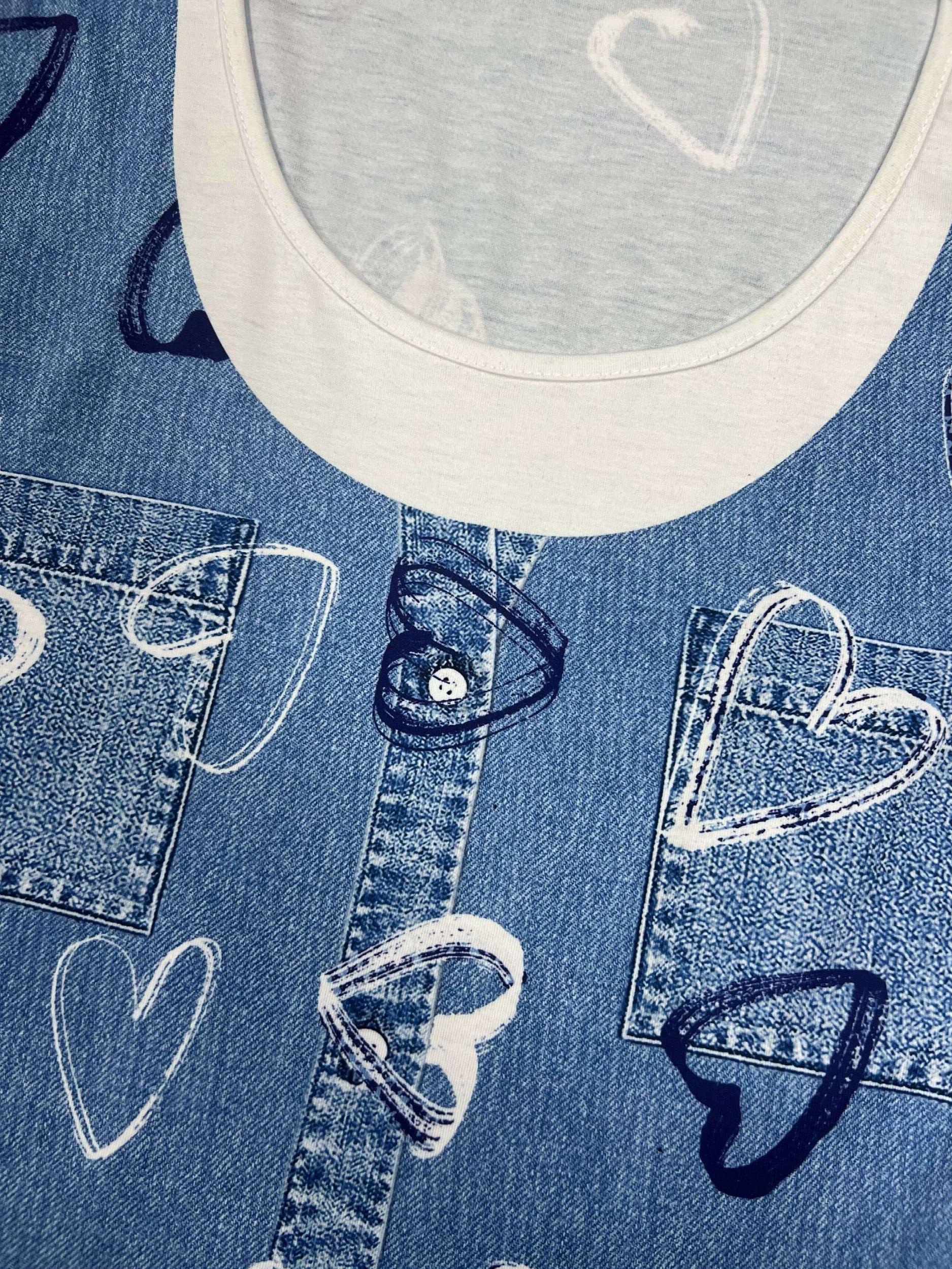 Women's Plus Floral & Denim Print Loose Tank Dress