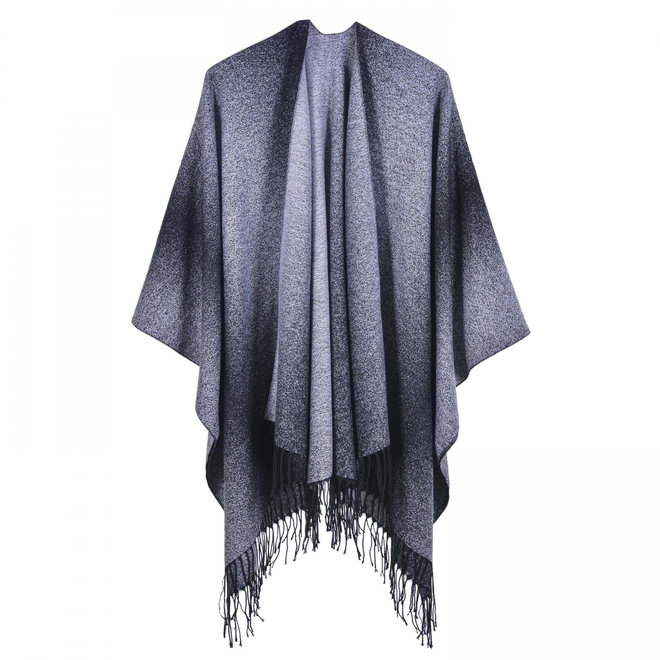 Gradient Cashmere Shawl Tassel Cape Scarf