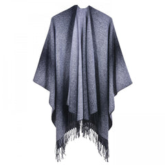 Gradient Cashmere Shawl Tassel Cape Scarf