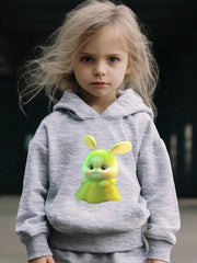 Bunny Graphic 2pcs Set Girls Casual Comfy Breathable Activewear Set