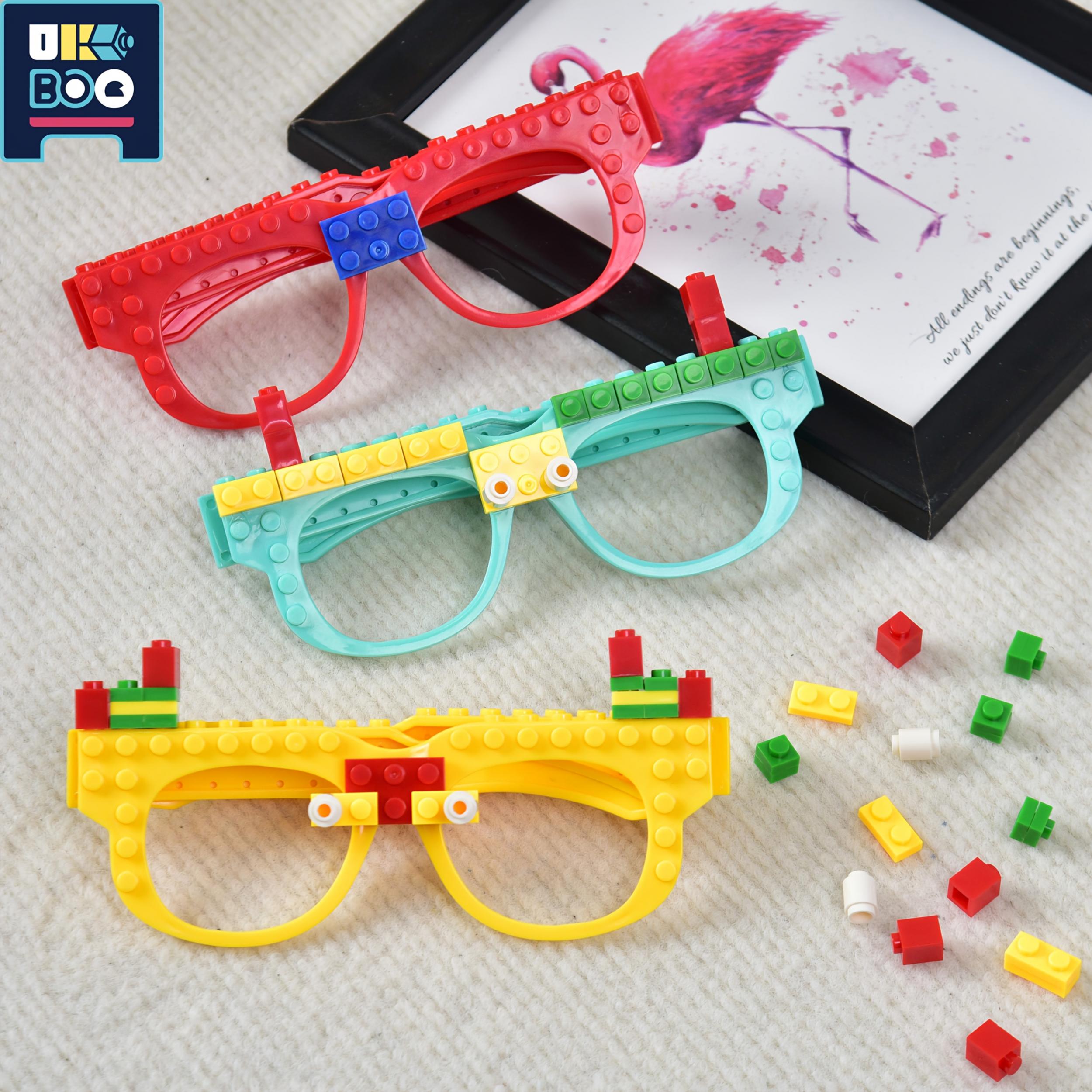 UKBOO DIY Building Bricks Glasses Toy for Kids - Colorful ABS Plastic Blocks