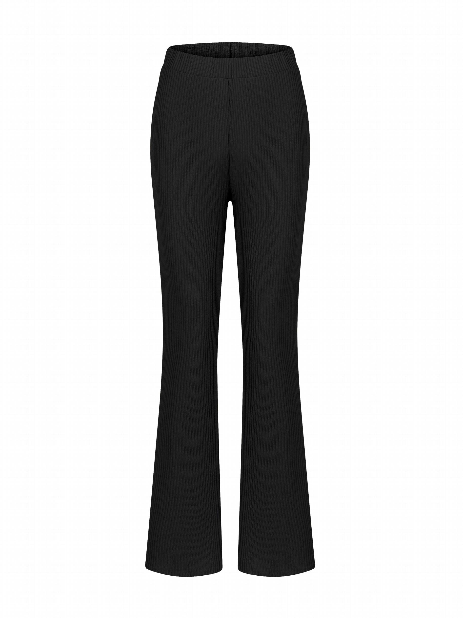 Ribbed Flared Pants Casual Women's Clothing
