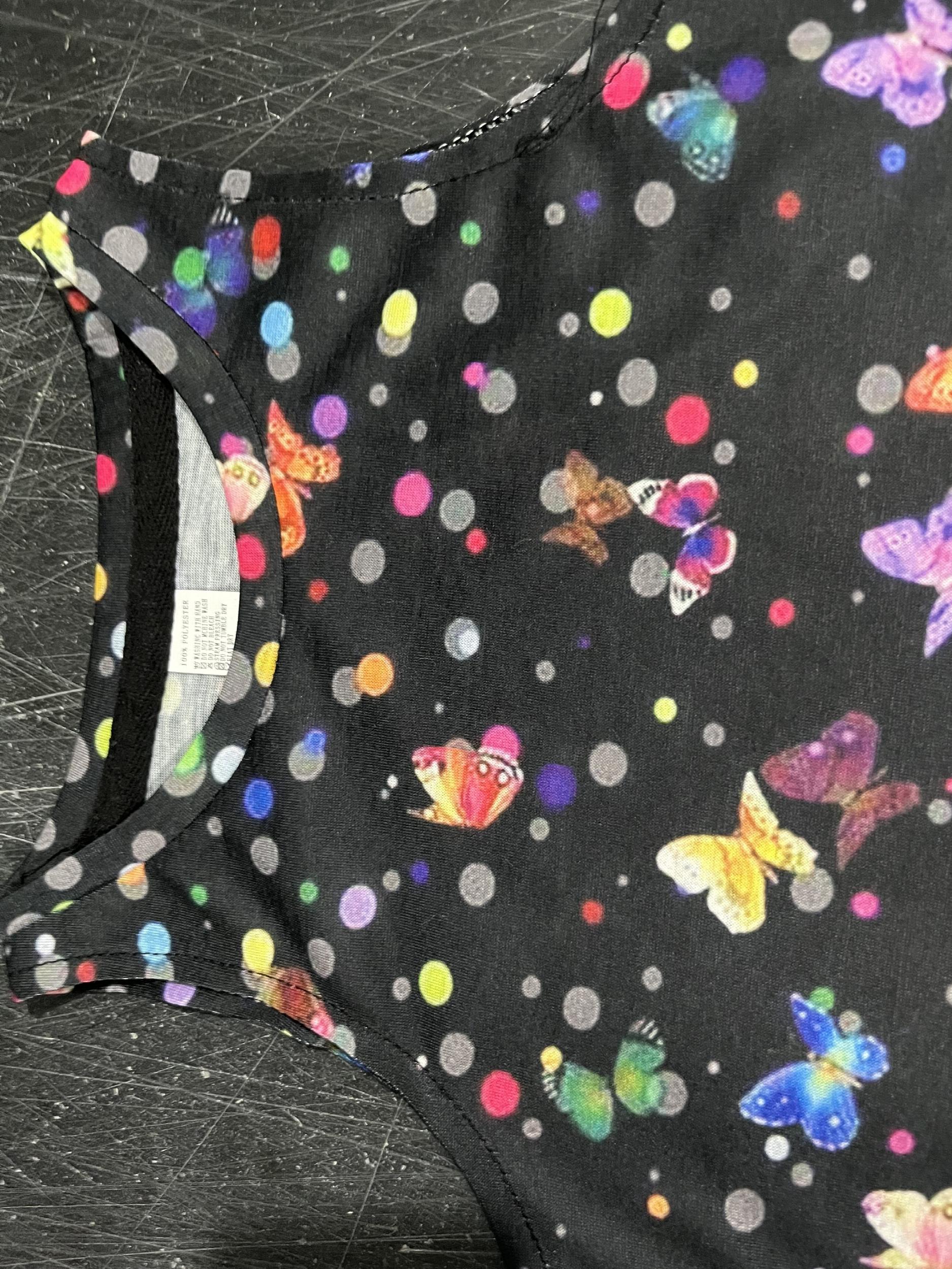 Girls Colorful Butterfly Print Princess Dress Sleeveless Summer Clothing