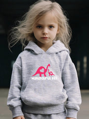 Dino Pattern Hooded Sweatshirt Girls Hoodies & Sweatpants
