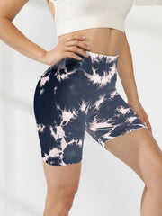 Tie Dye Yoga Workout Shorts High Waist Athletic Running Sports Shorts