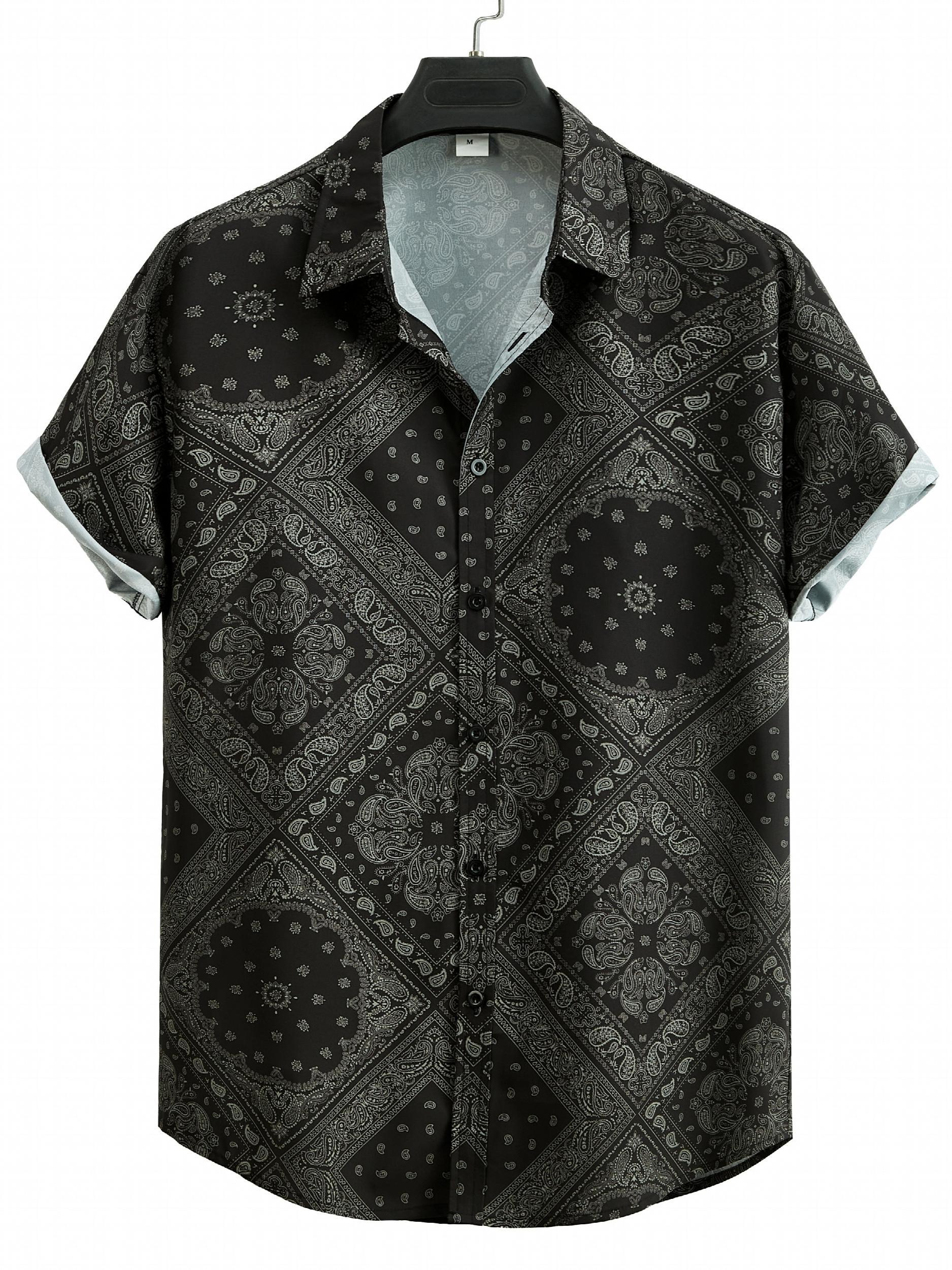 Paisley Print Men's Hawaiian Shirt for Summer Vacation