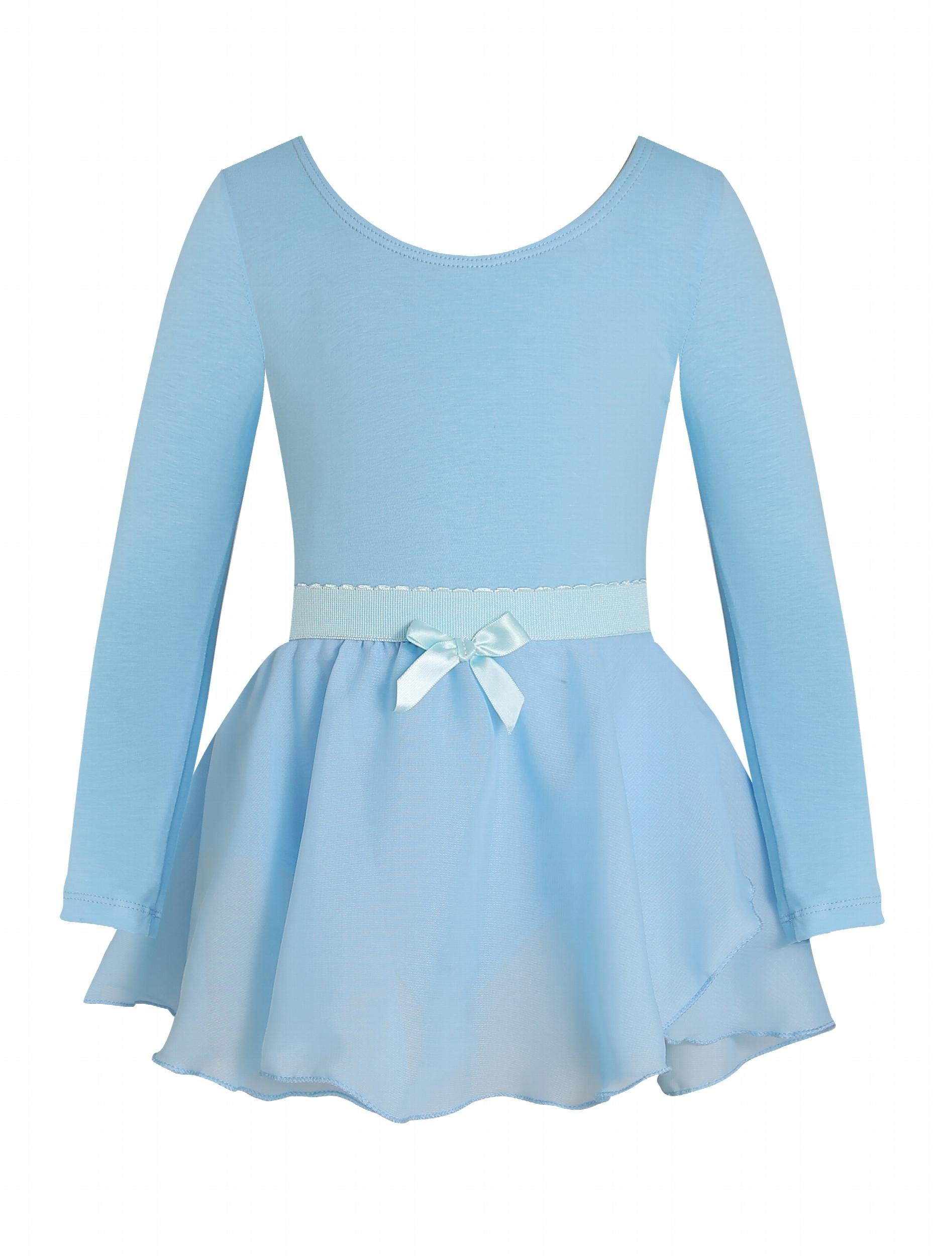 Girls Chiffon Skinny Ballet Dress Long Sleeve Dance Costume