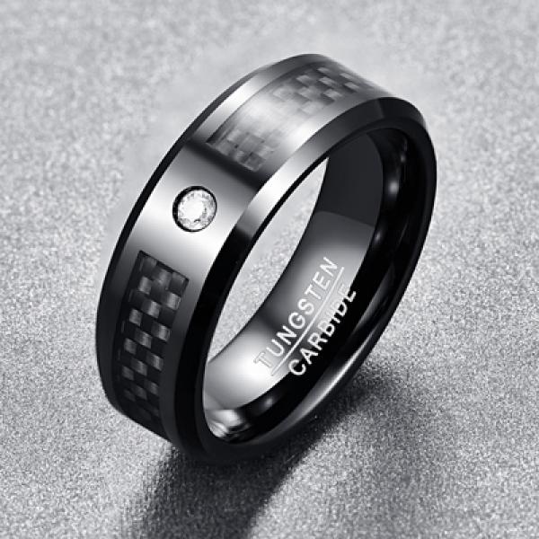 8mm Carbon Fiber Tungsten Steel Mens Ring