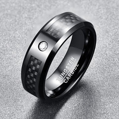 8mm Carbon Fiber Tungsten Steel Mens Ring
