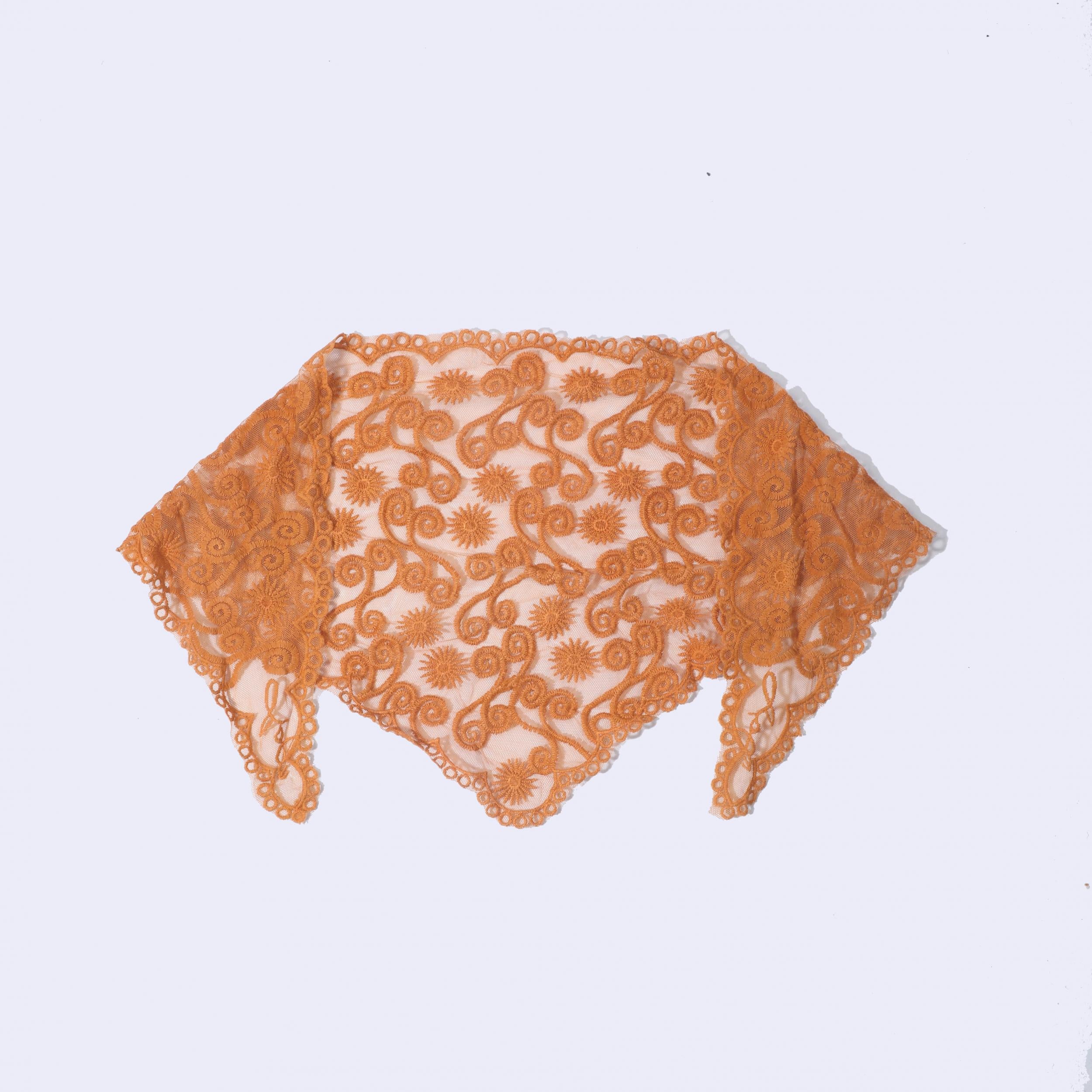 Vintage Lace Triangle Scarf Solid Wave Sun Embroidery Mantilla Head Covering