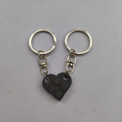 Brick Block Keychain Set For Couples 2pcs Heart Keyring Matching Set