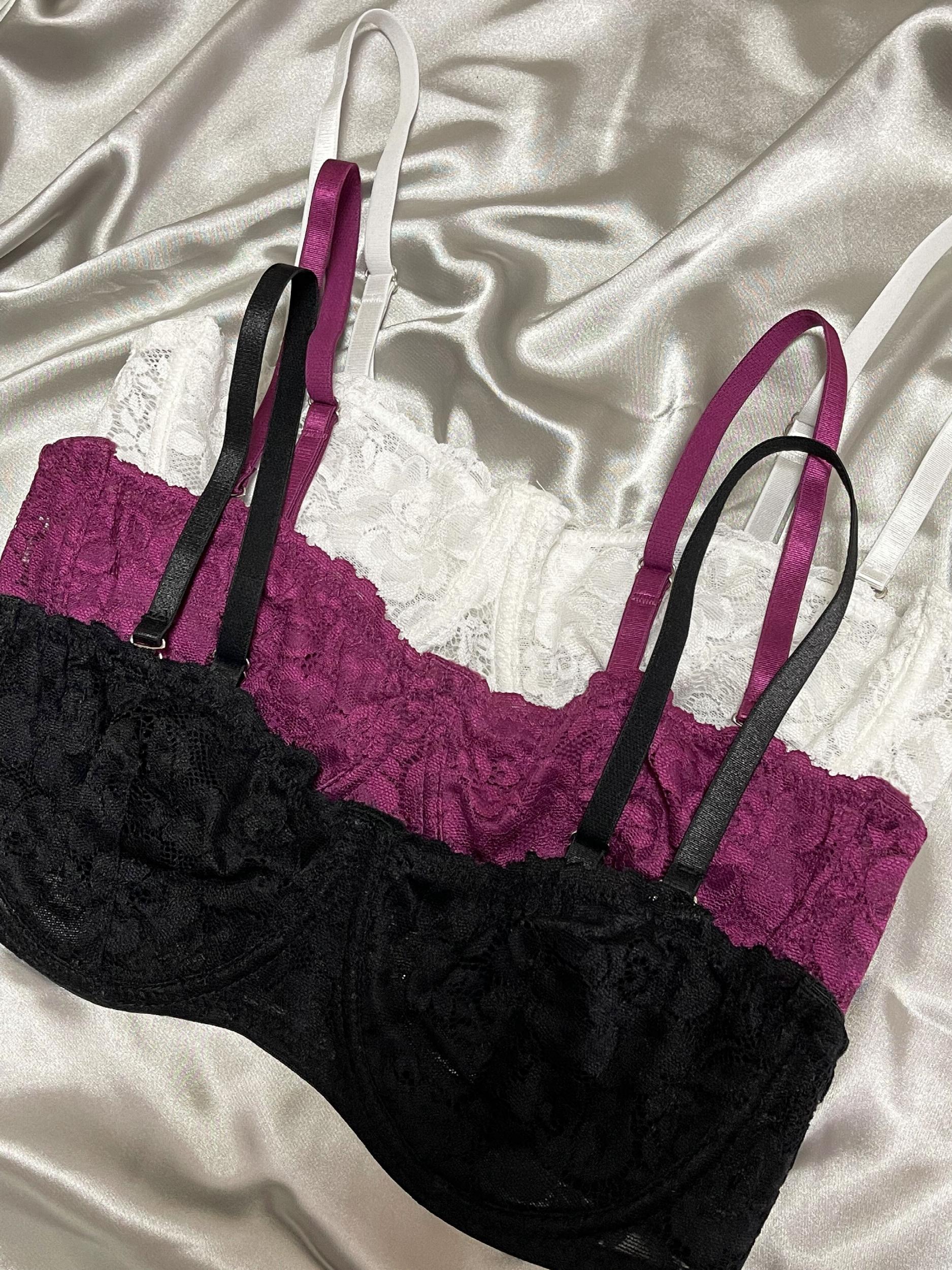 3pcs Lace Unlined Bras Women's Lingerie