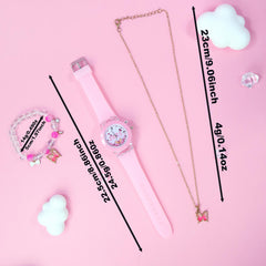 3pcs Girls' Quartz Watch Bracelet Set European Style LED Glow in the Dark
