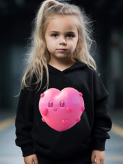 2pcs Heart Graphic Hoodies Pants Set Girls
