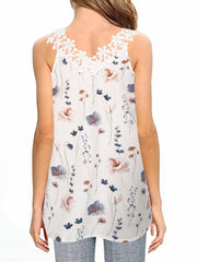 Floral Print Tank Top V Neck Sleeveless Top Women's Clothing