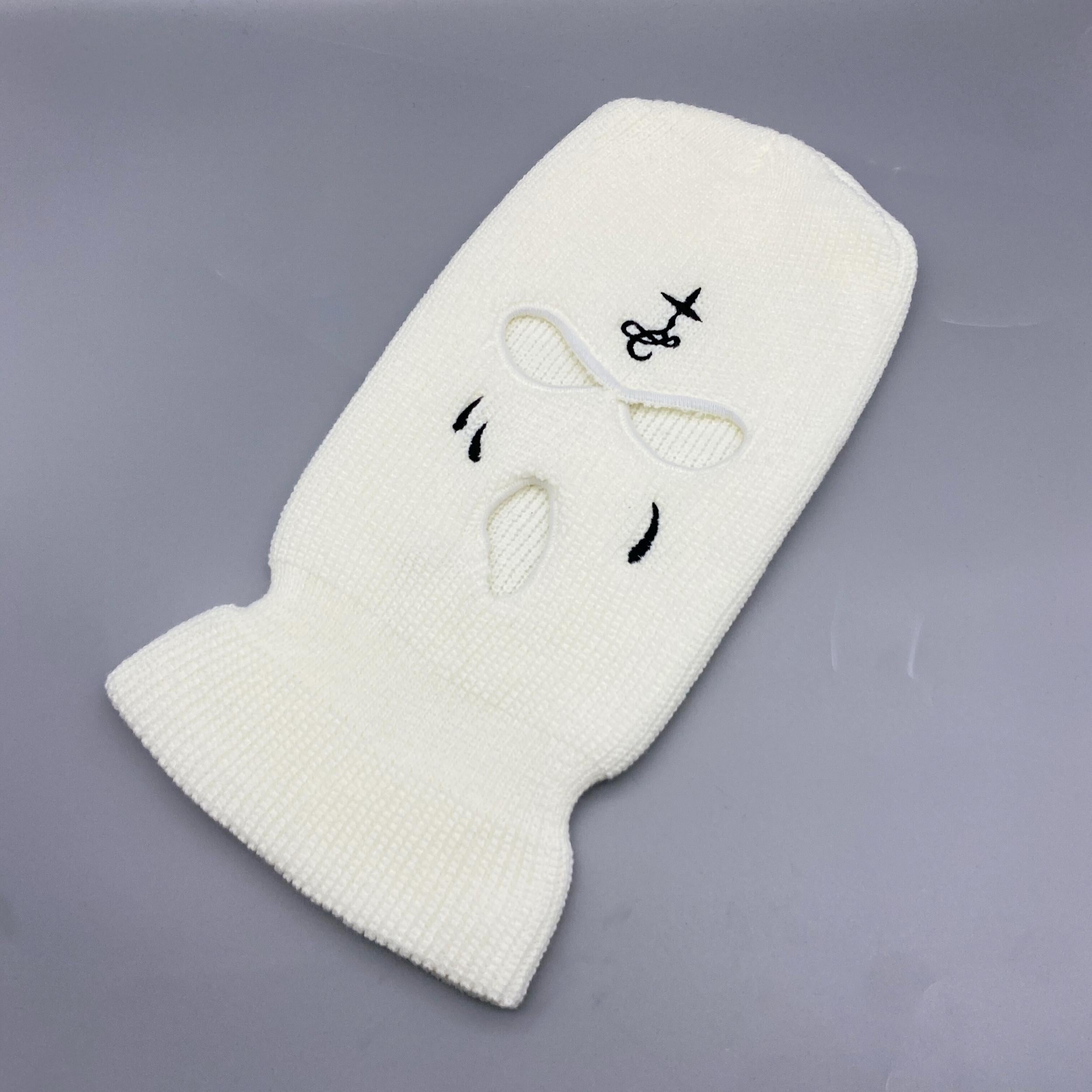 Funny Tear Embroidery Balaclava Y2K Ski Mask Anime Hip Hop Knit Hat