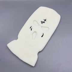 Funny Tear Embroidery Balaclava Y2K Ski Mask Anime Hip Hop Knit Hat