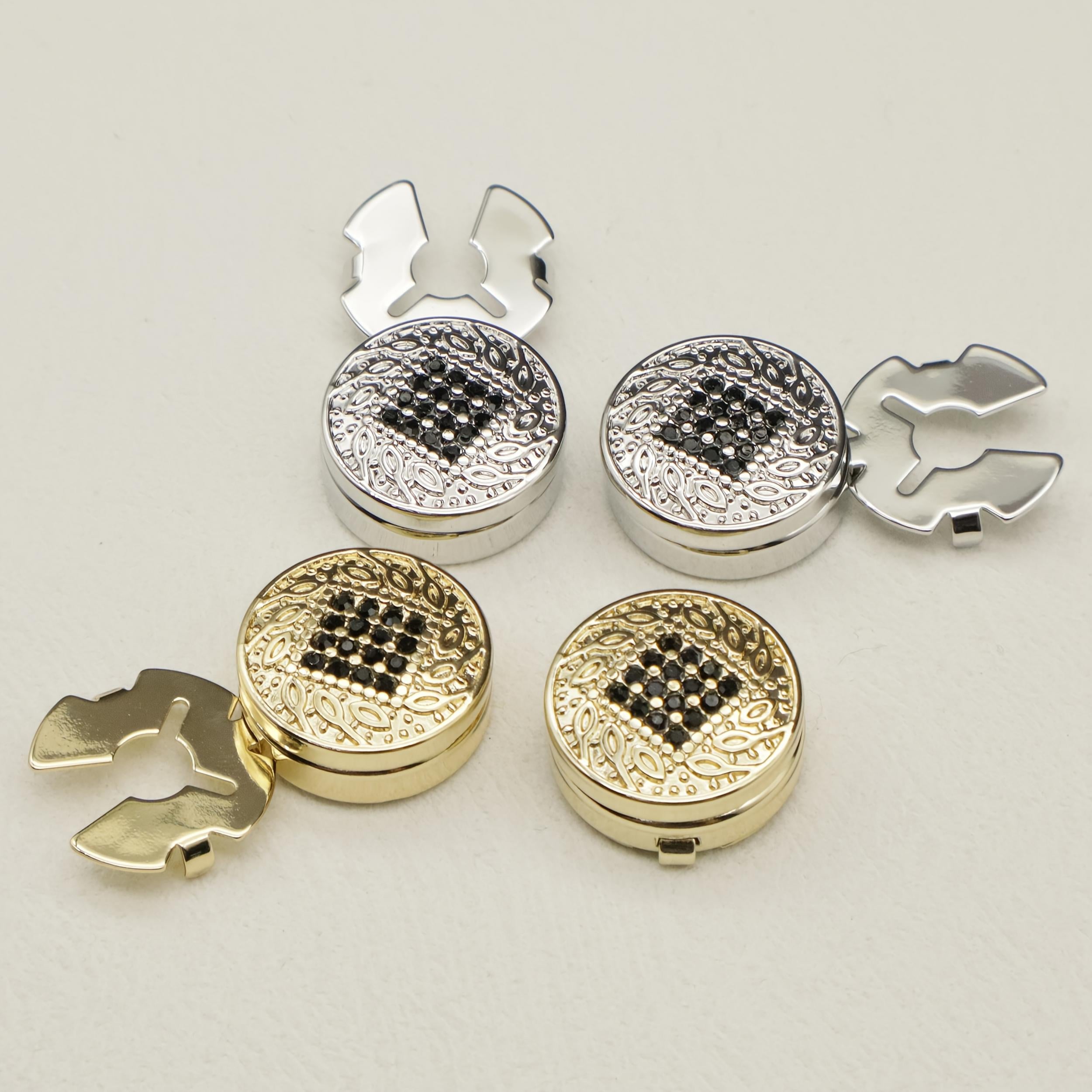 2pcs Rhinestone Button Covers Minimalist Pattern Fashion Accessories