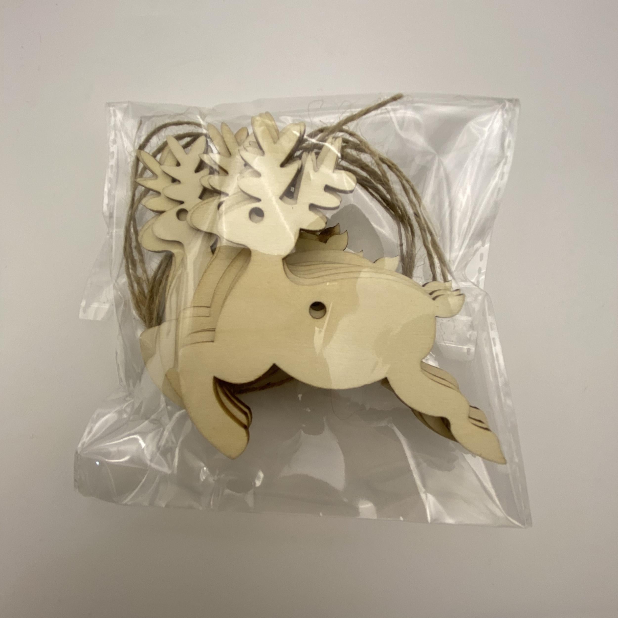 10pcs Elk Wood Crafts DIY Christmas Tree Hanging Decorations
