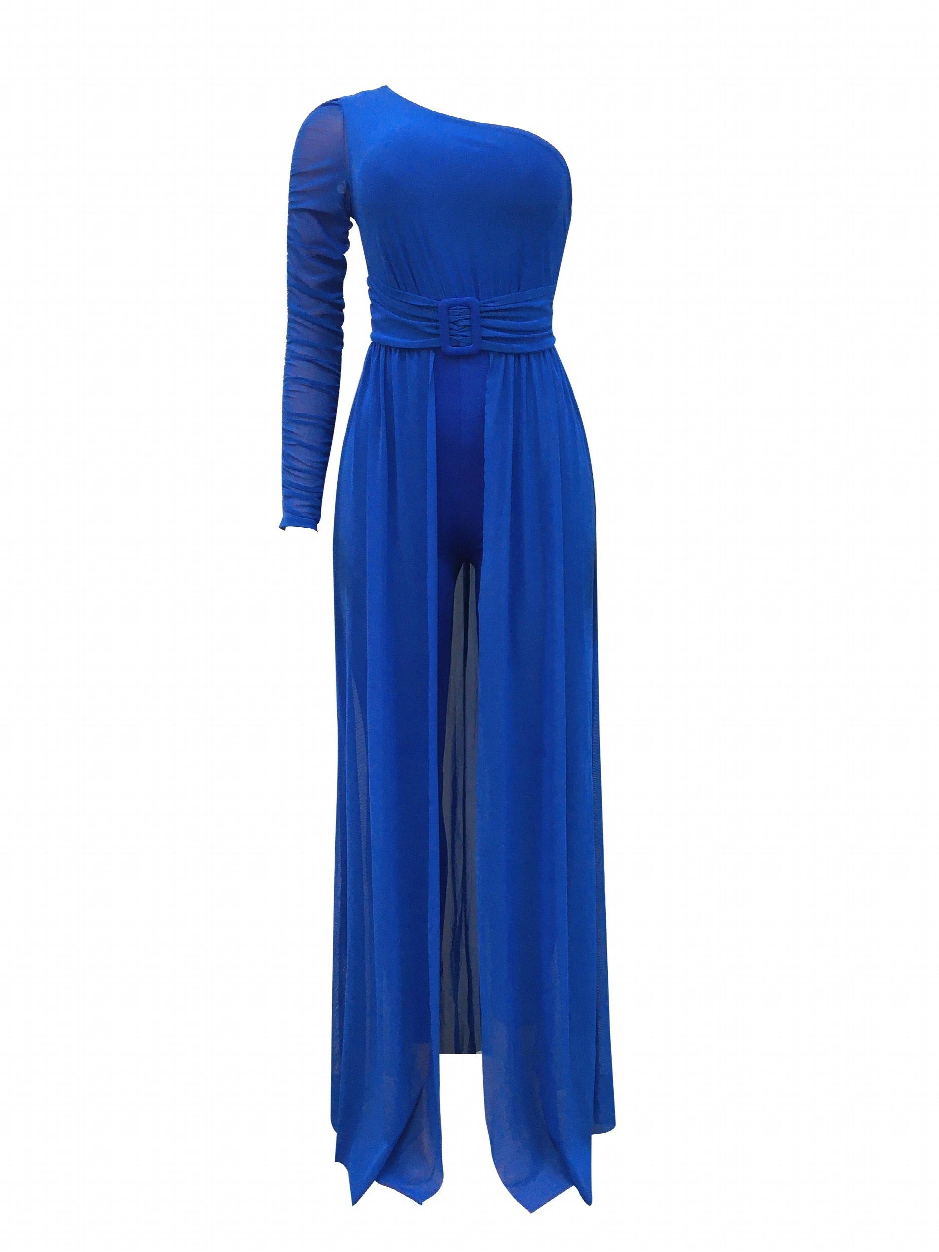 One Shoulder Jumpsuit With Overskirt Casual Women's Clothing