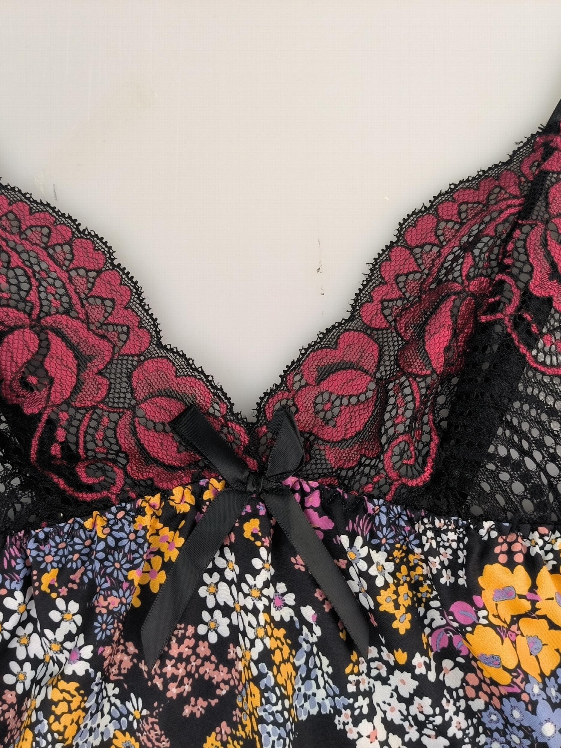 Floral Print Slip Nightdress Lace V Neck Sleep Dress