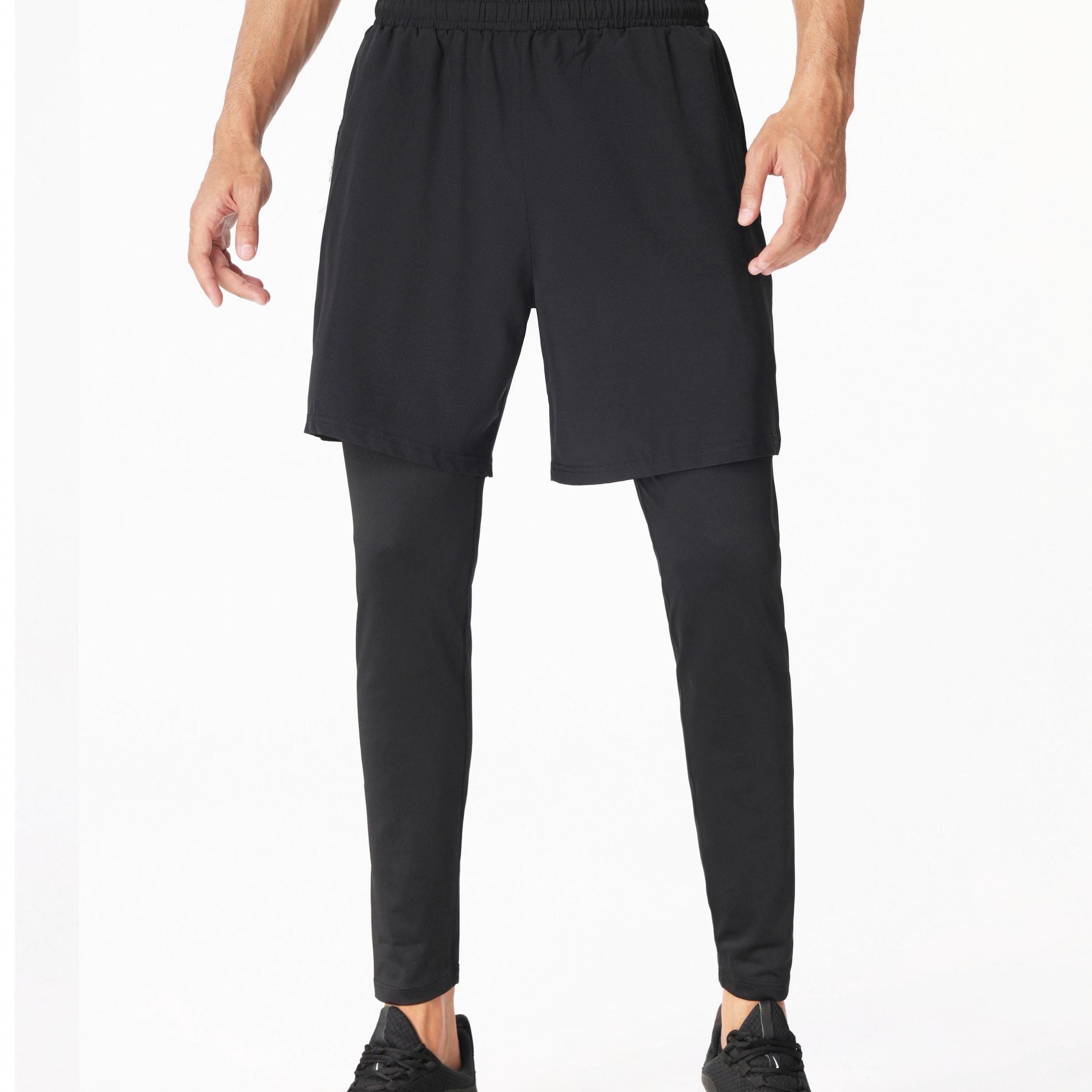 Men's Double Layer Stretch Sports Shorts - Summer Gym Workout