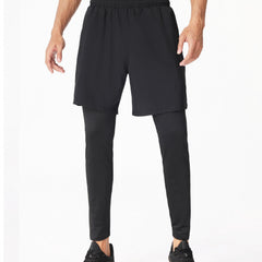 Men's Double Layer Stretch Sports Shorts - Summer Gym Workout