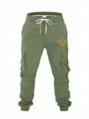 Men's Casual World Print Pockets Drawstrings Cargo Pants
