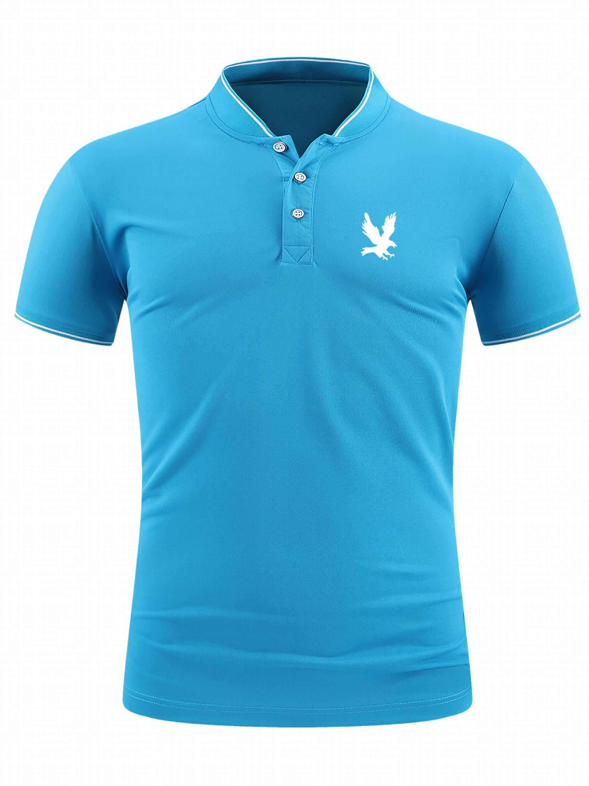 Men's Eagle Print Golf Shirt Short Sleeve Moisture Wicking