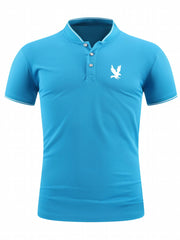 Men's Eagle Print Golf Shirt Short Sleeve Moisture Wicking