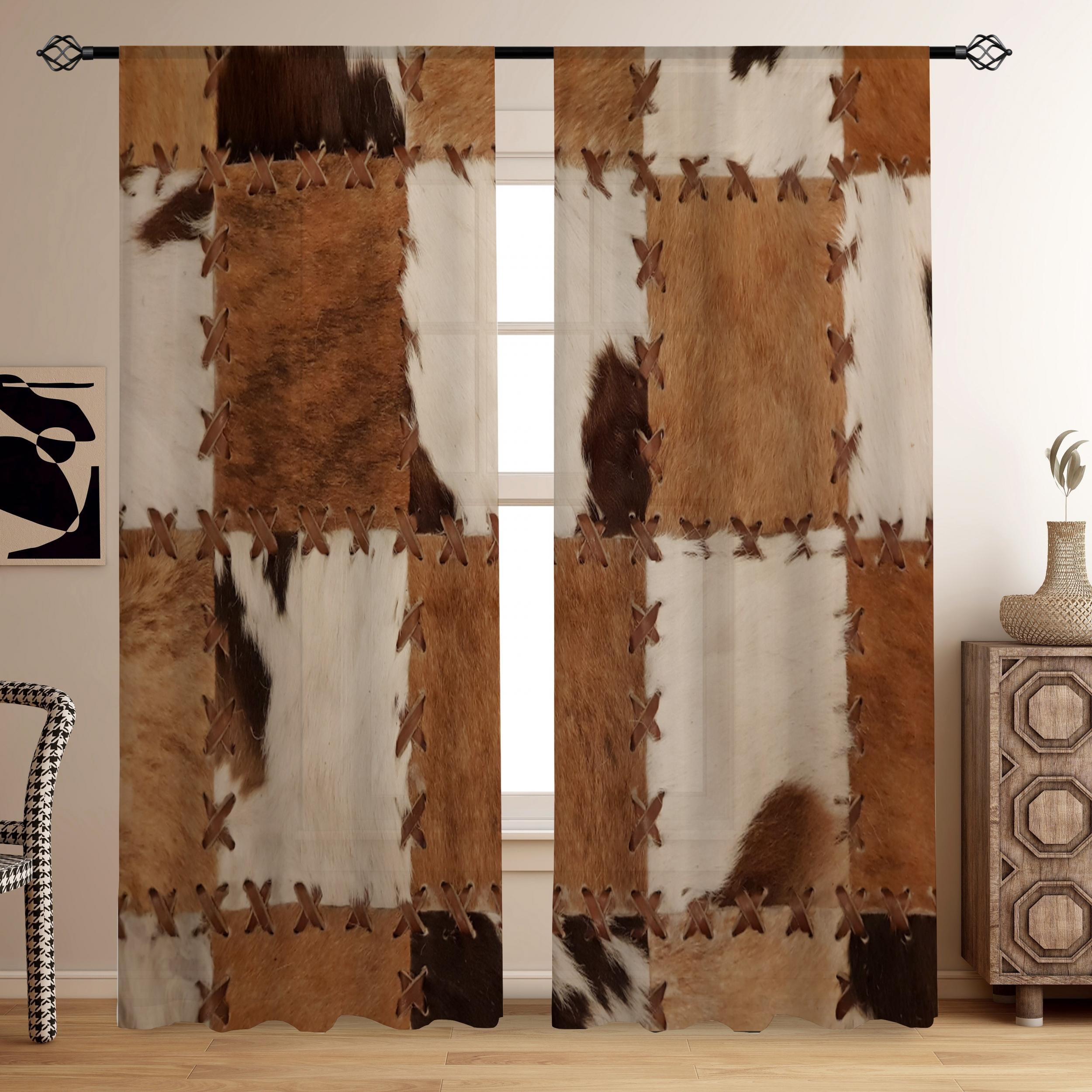Animal Fur Printed Translucent Curtains for Living Room Bedroom Home Decor