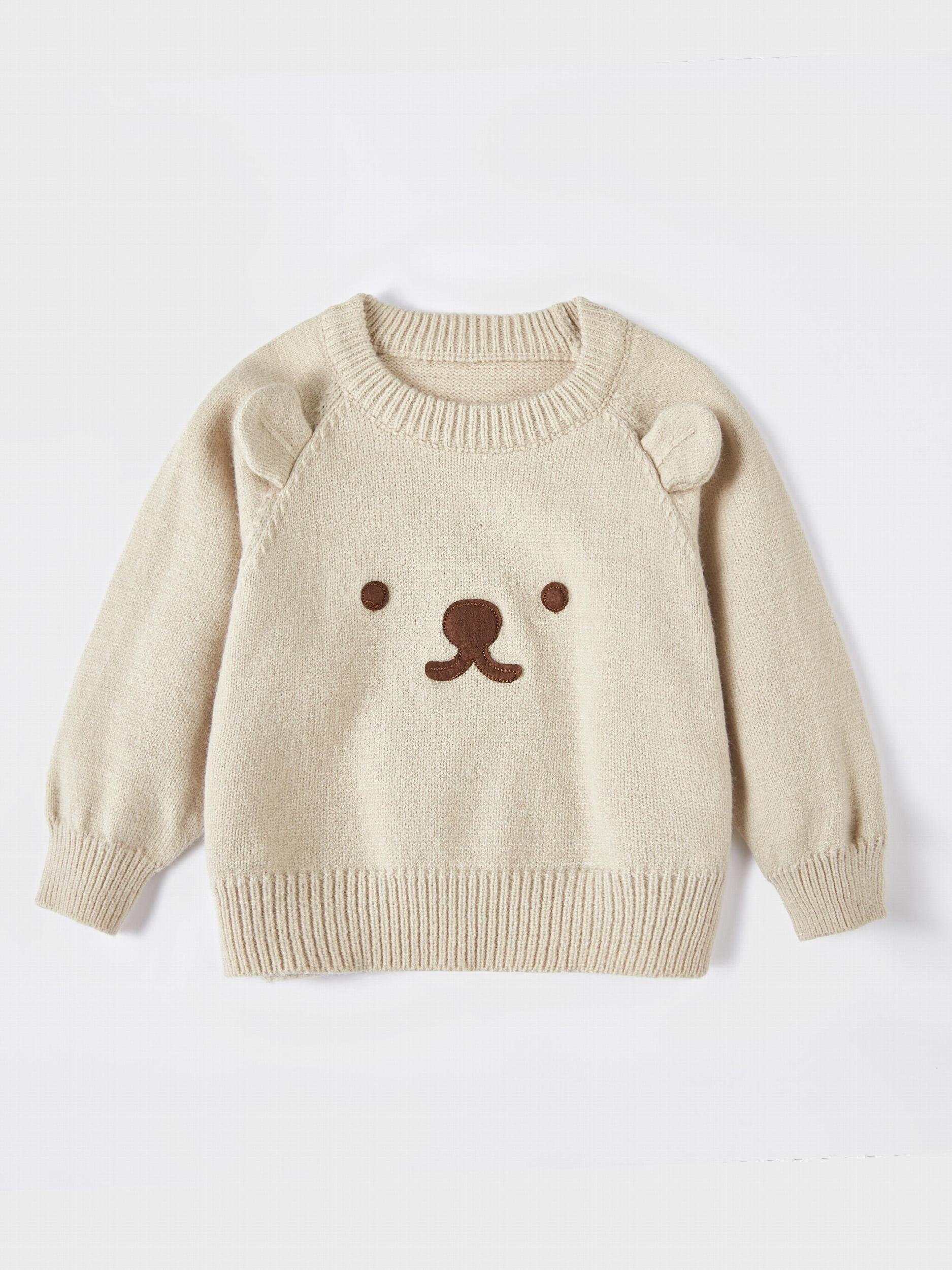 Baby Bear Pattern Knitted Sweater Cotton Pullover Top