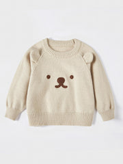 Baby Bear Pattern Knitted Sweater Cotton Pullover Top