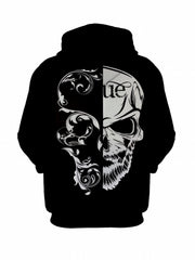 Men's Dark Skull Graphic Hoodie Active Slightly Stretch Breathable