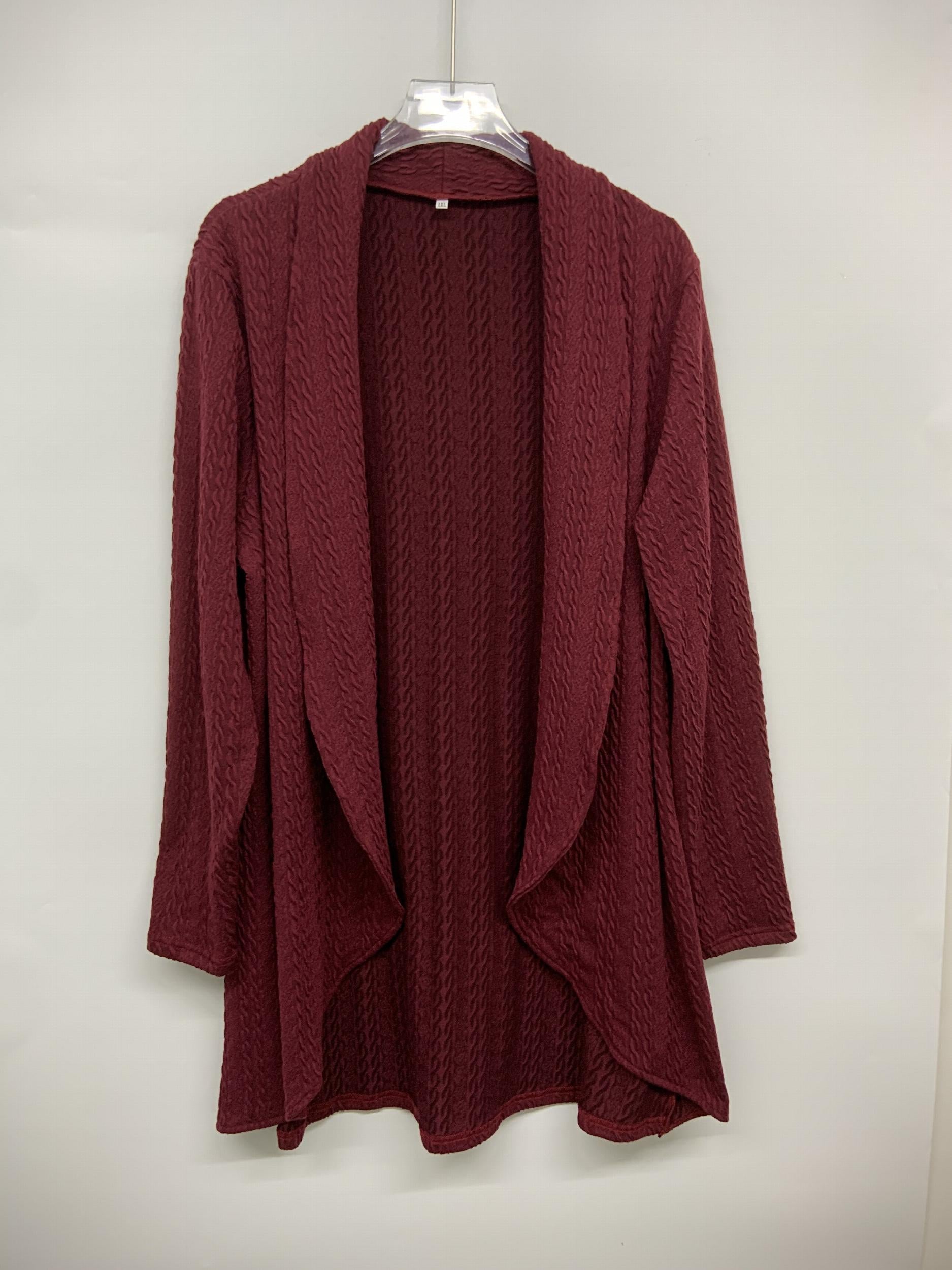 Women's Solid Cable Long Sleeve Cardigan