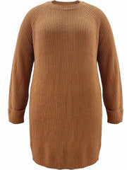 Plus Size Casual Sweater Dress Women's Plus Ribbed Knit Mock Neck