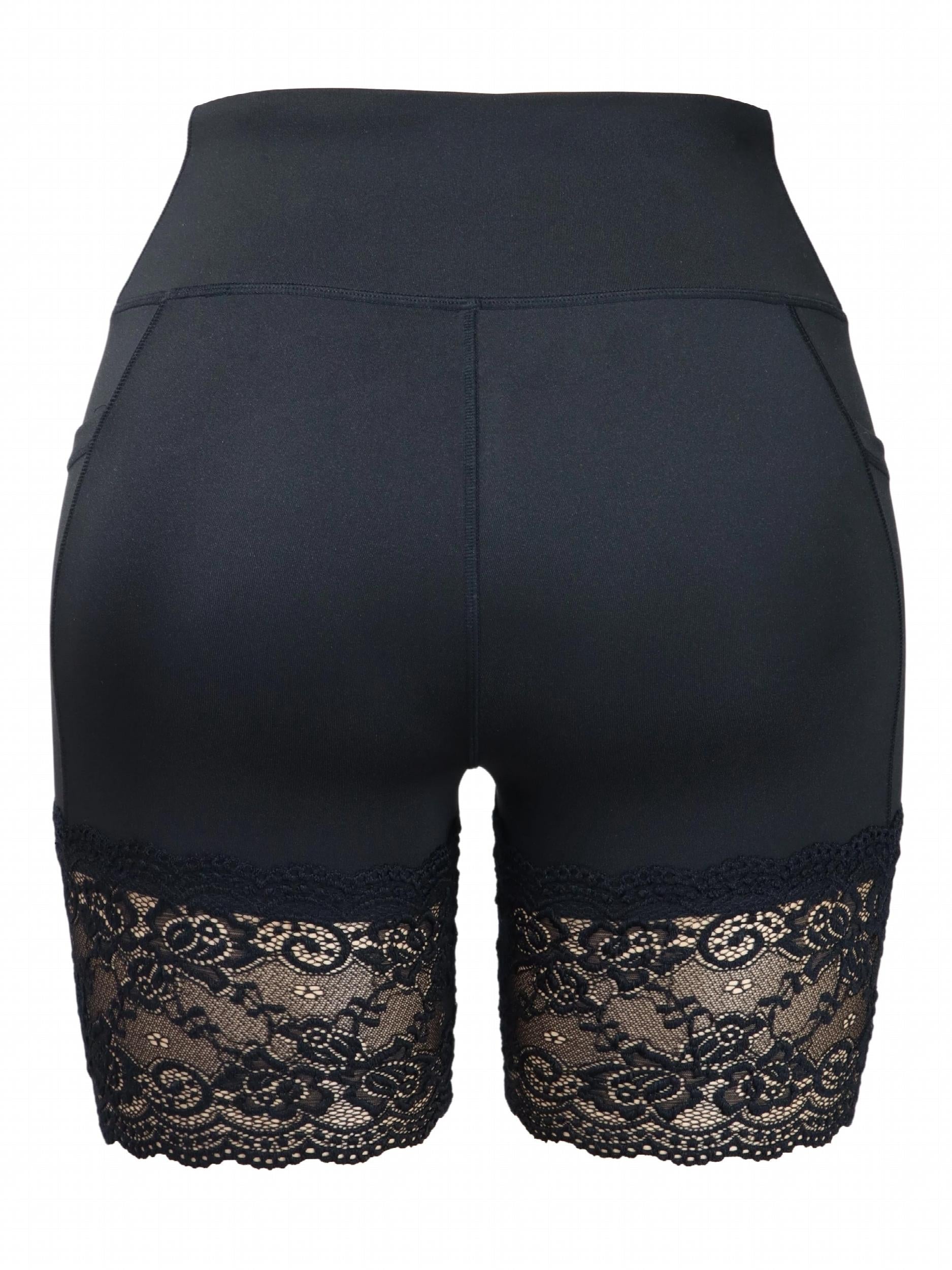 Women's Lace Decor Yoga Running Shorts Butt Lifting Slim Stretchy