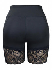 Women's Lace Decor Yoga Running Shorts Butt Lifting Slim Stretchy