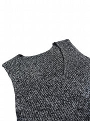 Casual V-Neck Sweater Vest Solid Stretch