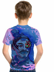 Terracotta Warrior Print Boy's Creative Tee Short Sleeve Crew Neck T-shirt