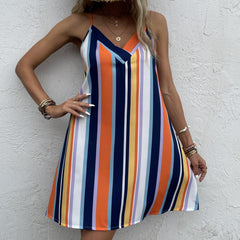 Striped Spaghetti Dress Sleeveless Cami Dress